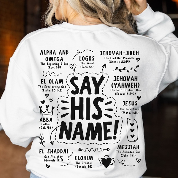 Names of God Hoodie Design svg, Retro Christian Sublimation, Bible Affirmations PNG, Dear Person design, Yahweh YHWH png, Commercial Use