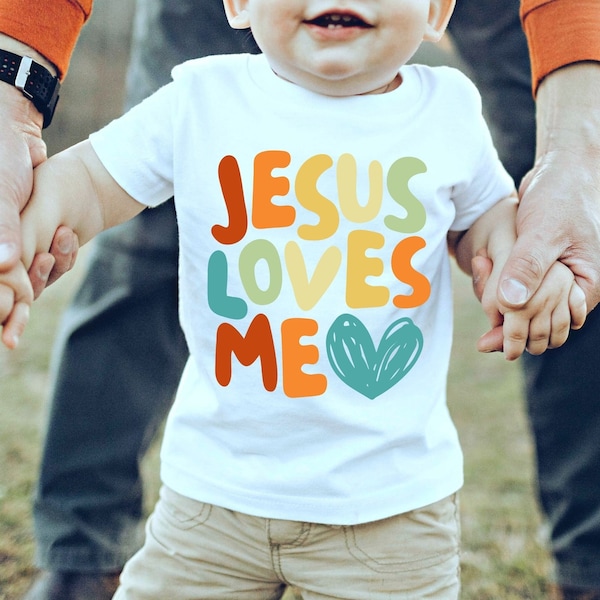 Jesus Loves Me Tshirt SVG, Christian Shirts Cut File For Kids, Biblical Toddler Tee Design, Kids Church Sublimation, Bible Verse PNG