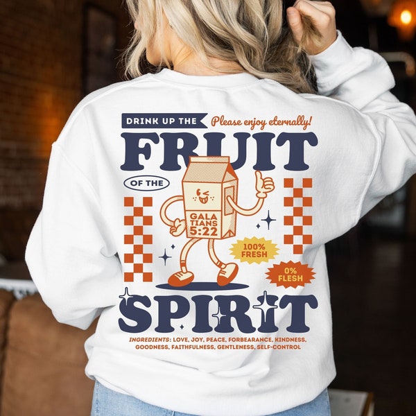 Retro Fruit of the Spirit Hoodie svg, Vintage Christian Sublimation, Bible Affirmation Shirt PNG, Retro Mascot Shirt Png, Commercial Use