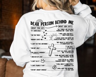 Dear Person Behind Me Design Shirt svg, God Says You Are svg, Retro Christian Sublimation, Bible Verse Hoodie PNG, Daily Affirmations png,
