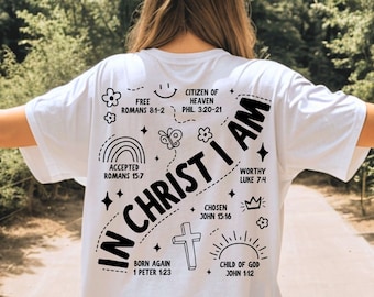 In Christ I Am Shirt Design svg, Retro Christian Faith Sublimation, Boho Bible Verse PNG, Identify in Christ svg, Jesus png, Commercial Use