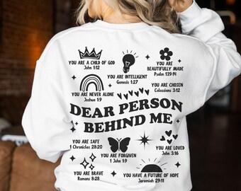 Dear Person Behind Me Hoodie Design svg, Bible Affirmations PNG Download, Boho Christian Self Love design, Jesus Doodle png, Commercial Use