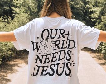 Our World Needs Jesus Vintage Design svg, Retro Christian Sublimation, Bible Affirmation PNG, Mens Christian Streetwear png, Commercial Use
