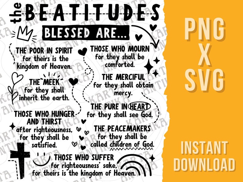 The Beatitudes Bible Design Svg, Bible Verse Sublimation, Retro Bible ...