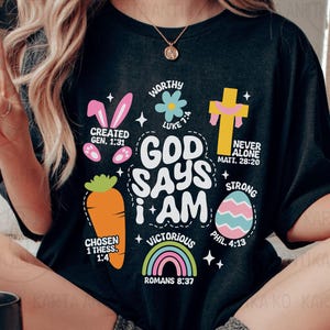 Retro Gott sagt, du bist Ostern Shirt PNG, Kinder ist er auferstanden Shirt SVG, religiöse Mädchen Ostern Sublimation, Dummes Kaninchen Png, kommerzielle Nutzung