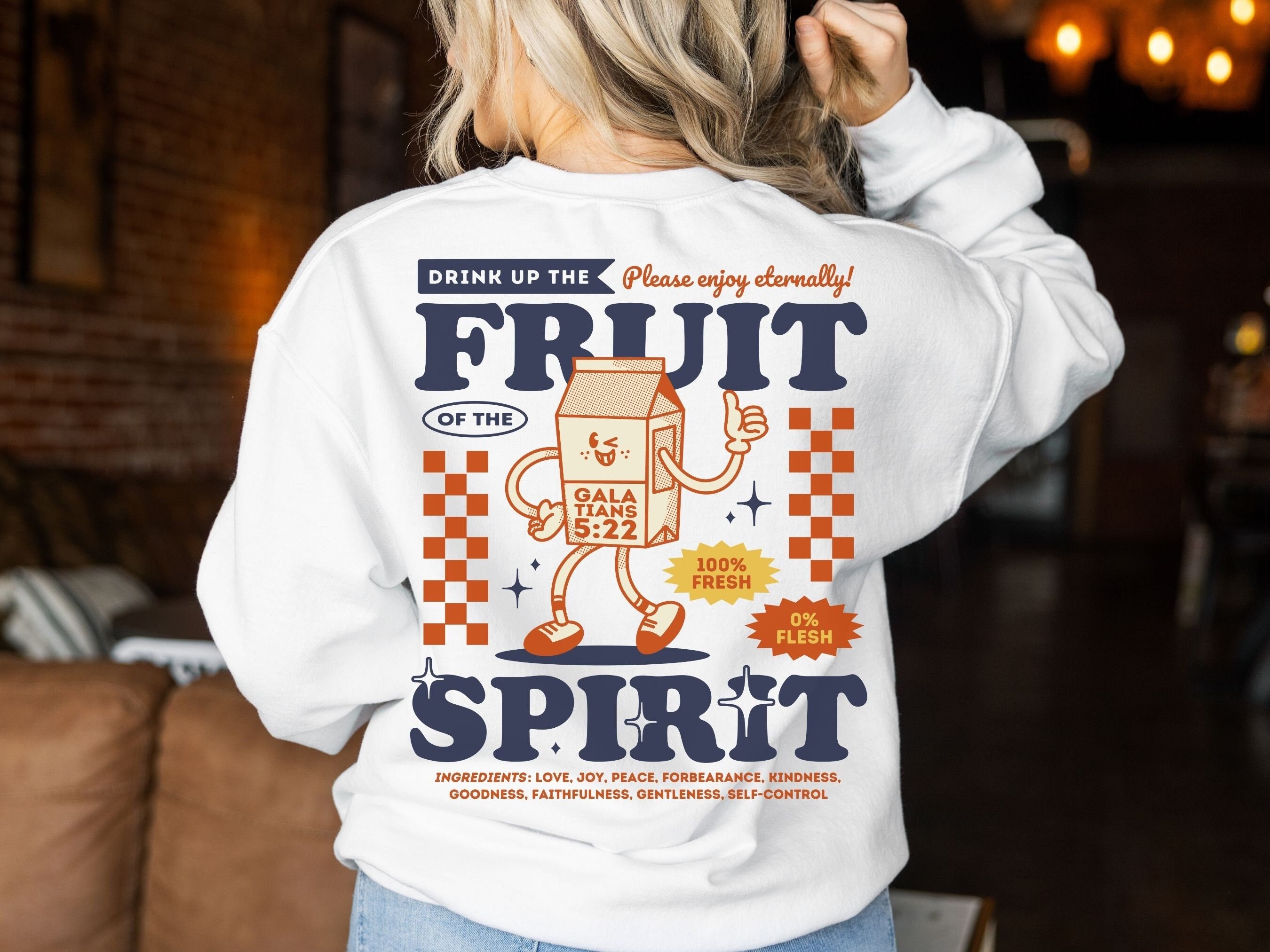 Retro Fruit of the Spirit Hoodie svg, Vintage Christian Sublimation, Bible Affirmation Shirt PNG, Retro Mascot Shirt Png, Commercial Use