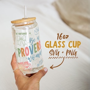 Retro Sprüche 31 Frau Becher SVG, Boho Glasdose Tumbler Wrap PNG, 16 Unzen Kaffeetasse Sublimation, trendige christliche Tasse SVG, kommerzielle Nutzung