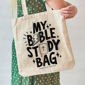 Retro Meine Bibelstudientasche png, Boho Christian Tragetasche png, Religiöse Canvas Bag Sublimation svg, Kirchentasche png, Christian Bibelzitat png