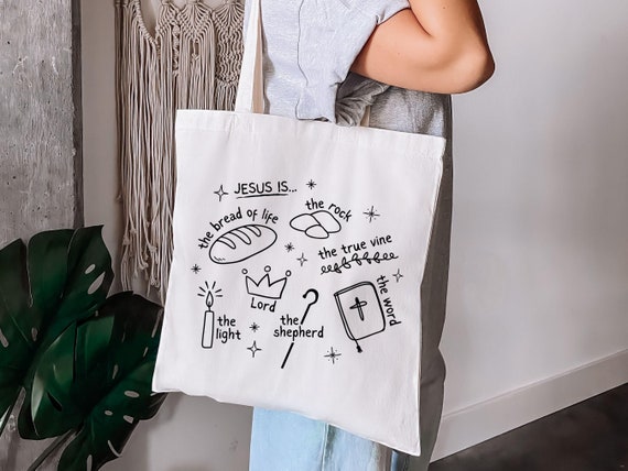 Retro Bible Study Bag Cut File, Boho Jesus is Christian Tote Bag png, Religious Canvas Bag Sublimation svg, Simple Church Bag Design png