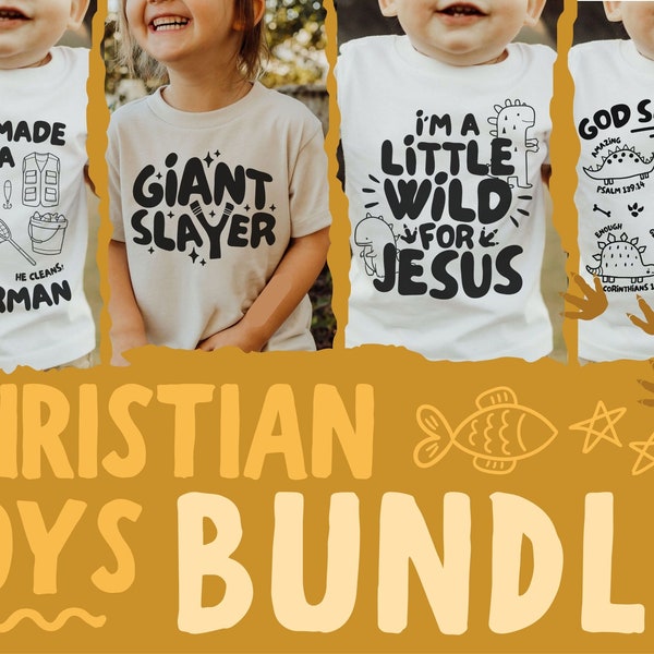 God Says I Am Boys Tshirt Bundle SVG, Christian Cut File For Kids, Biblical Toddler Tee Design, Kids Dinosaur Sublimation, Bible Verse SVG