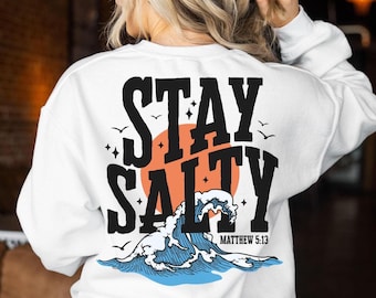 Stay Salty Shirt Design svg, Retro Christian Dad Sublimation, Vintage Mens Bible Shirt PNG, Minimal Fathers Day png, Trendy Jesus Summer png