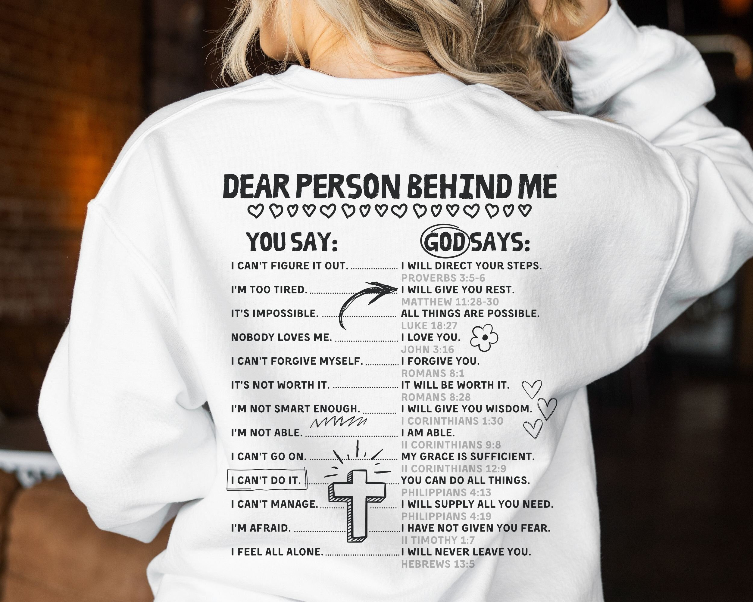 God Says Hoodie Design svg, Retro Christian Sublimation, Bible Affirmations PNG, Dear Person design, Jesus Doodle png, Commercial Use