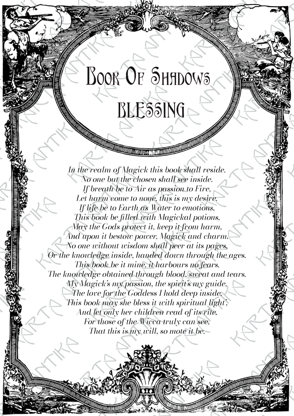 Book of Shadows Blessing Book of Shadows Page Digital Etsy