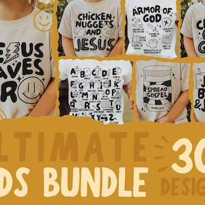 Ultimate Christian Kids SVG Bundle, Bible Shirt Designs For Kids, Biblical Toddler Tee Design, Kid Shirt Sublimation, Jesus Saves Bro PNG