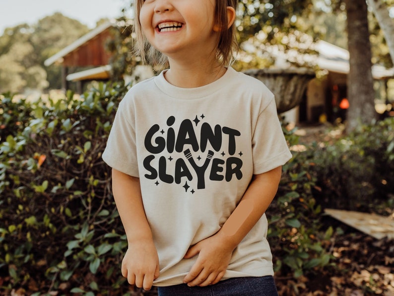 Giant Slayer Tshirt SVG, Christian Shirts Cut File For Body, Biblical Toddler Tee Design, Jesus Saves Bro Sublimation, Kids Bible Verse PNG image 1