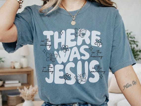 Retro There Was Jesus png, Christian Butterfly Spring png, Girls Flower Bible Shirt PNG, Hand Drawn Faith Mom Gift png, In the Waiting svg
