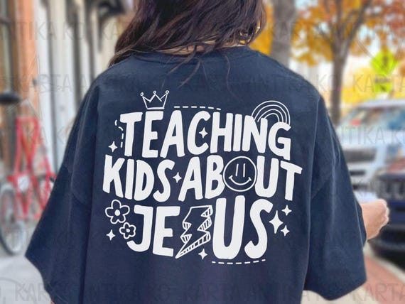Teaching Kids About Jesus svg, Retro Christian Teacher svg, Religious Bible Verse Design Svg, Christian Kids Ministry png, Commercial Use