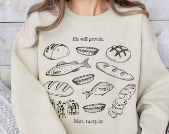 Jesus Feeds the 5000 Shirt svg, Boho Christian Fish Sublimation, Rerto Fishers of Men PNG, Minimalist Faith Svg, Vintage Matthew png