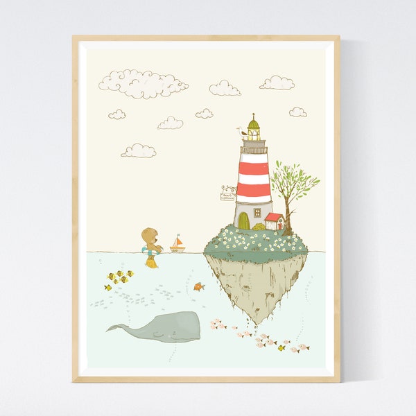 Swimming Bear - Whimsical Nursery Art Print, Nursery Decor, Kids Room, nursery printable download nursery decor