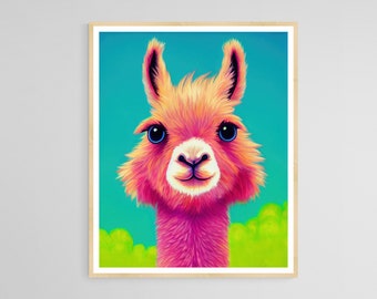 Cute Baby Llama Printable - lama print alpaca print nursery animal print alpaca digital download modern colorful nursery printable alpaca