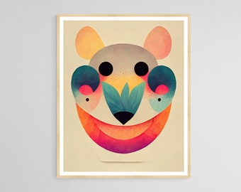Ours koala abstrait - Imprimés d'art pour la décoration de la chambre de bébé ou de la chambre d'enfant, imprimés d'art pour la d'enfant,