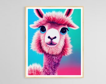 Cute Baby Llama Printable - alpaca print kids room decor, nursery decor, nursery wall art printable wall art, digital download, girl nursery