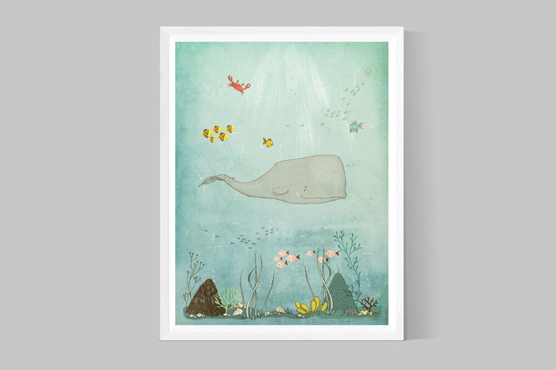 Whale Underwater Gender Neutral Nursery Art Set of Three Ocean nursery prints Ocean nursery decor Instant Download Printable Nursery Art image 3