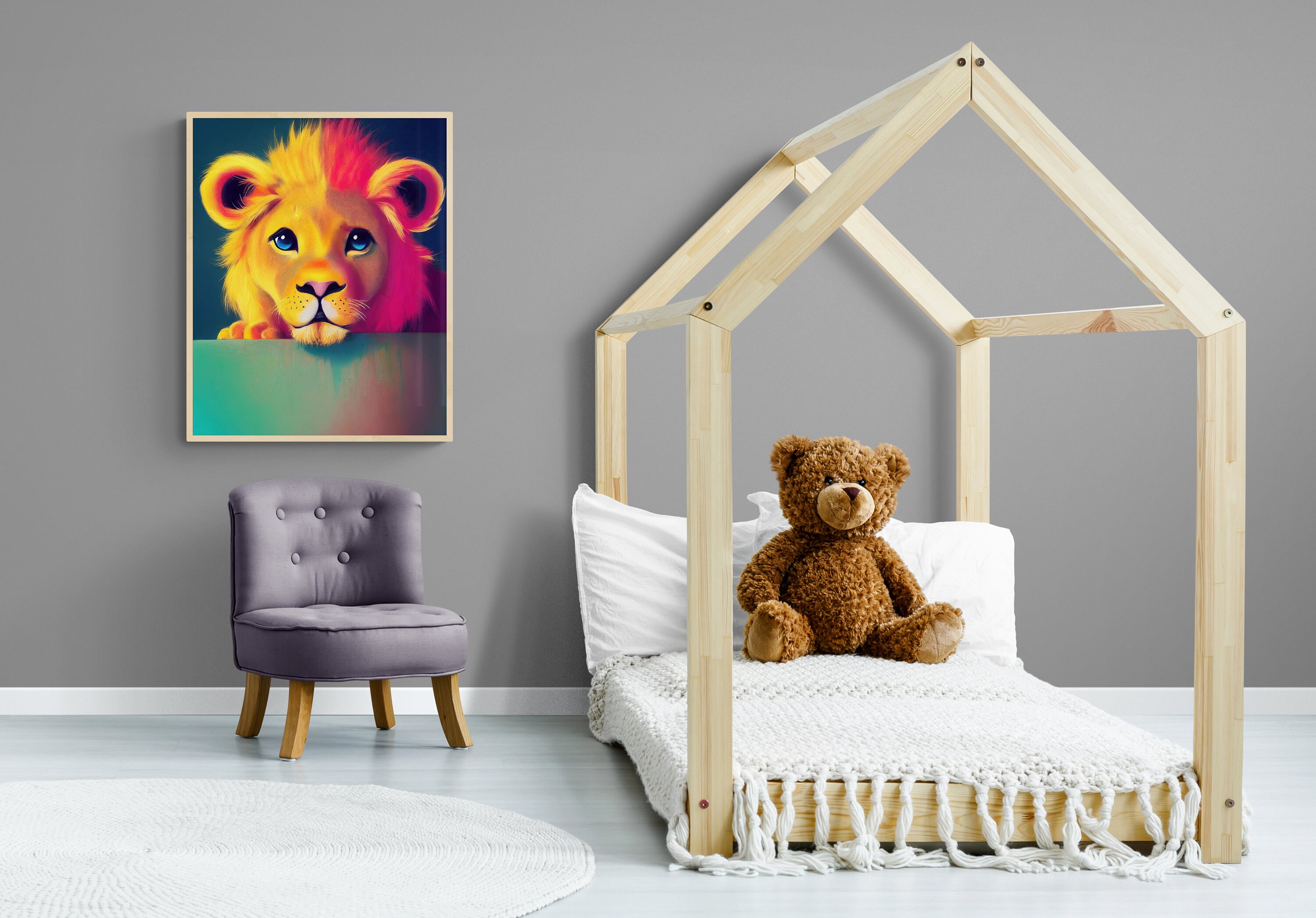 Colourful Cute Baby Lion Printable Baby Lion Print Lion - Etsy