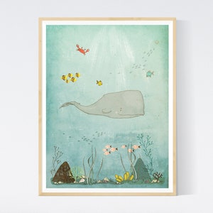 Whale Underwater Gender Neutral Nursery Art Set of Three Ocean nursery prints Ocean nursery decor Instant Download Printable Nursery Art image 1