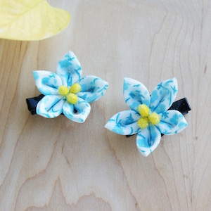 Blue Fabric Flower Hair Clip, Set of 2, Suitable for All Ages, Perfect for Babies Toddlers and Girls