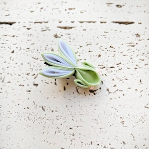 Kawaii Fabric Goldfish Kanzashi Hair Clip for Babies Toddlers Girls and Women - Green