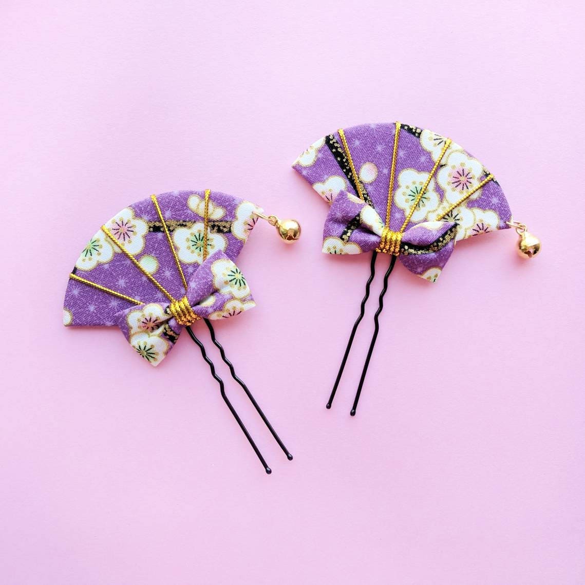 Japanese Hair Pin With Fan Bow Japanese Kimono Accessories Etsy