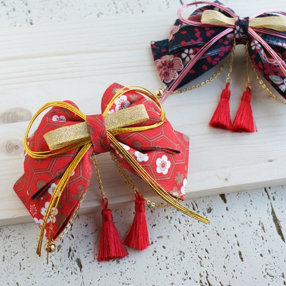 Fabric Triple Layer Plum Blossom Hair Bow Japanese Hair Bow