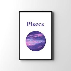 Pisces Poster | Astrology Constellation | Zodiac Print | Horoscope Wall Art | Abstract Trendy Wall Art | Pisces Wall Art |  Digital Download