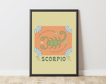 Scorpio Poster | Astrology Print | Zodiac Print | Spiritual Wall Art | Abstract Trendy Wall Art | Scorpio Wall Art | Digital Download