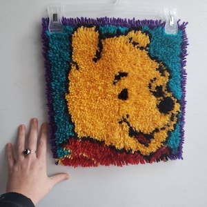 Vintage Winnie the Pooh Latch Hook Wall Hanging, Nursery Decor, Kid&#39;s Room, Disney.