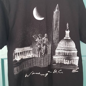 90&#39;s Washington DC Graphic T-shirt, Double Sided Tee, White House, Souvenir T-shirt.