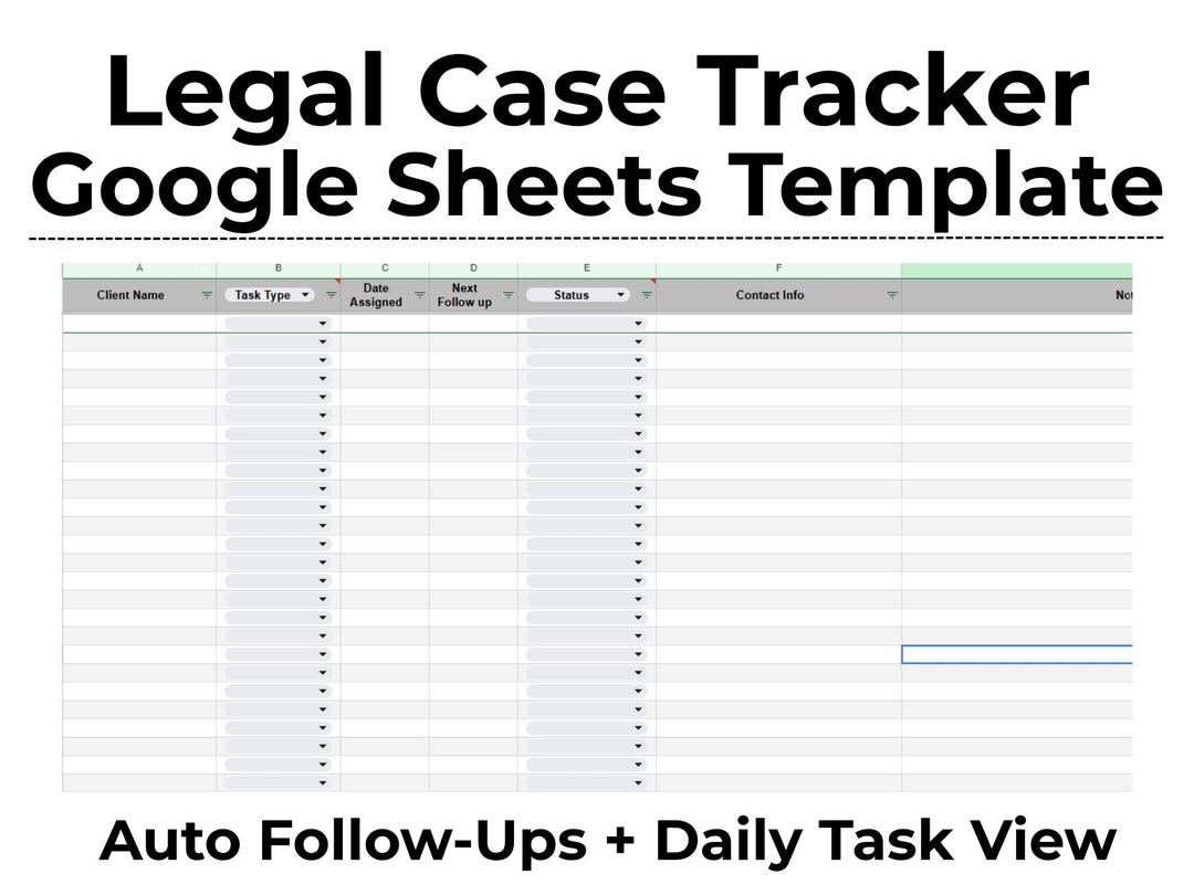 Case Tracker Example Legal Case Management Tracker | Follow-up System | Google Sheets ...