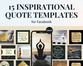 15 inspirational quote Facebook post templates editable in Canva - In "Elegance" theme – Get instant access now!