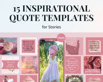 15 inspirational quote Instagram and Facebook story templates editable in Canva – In "Playful Pink" theme – Get instant access now!