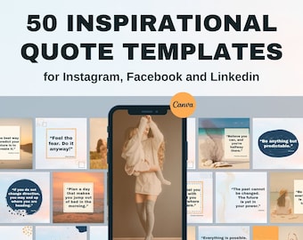 50 Inspirational Quote templates in Marigold (orange) color scheme, fully editable Canva templates, get instant digital access now!