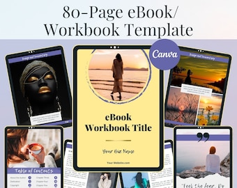 80-Page eBook/Workbook Templates in Butter (yellow) color scheme, fully editable Canva templates, get instant digital access now!