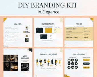 DIY Branding Kit in Elegance (black) color scheme, fully editable Canva templates, get instant digital access now!