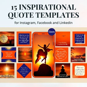 15 inspirational quote Instagram post templates editable in Canva – In &quot;Fiery Red&quot; theme – Get instant access now!