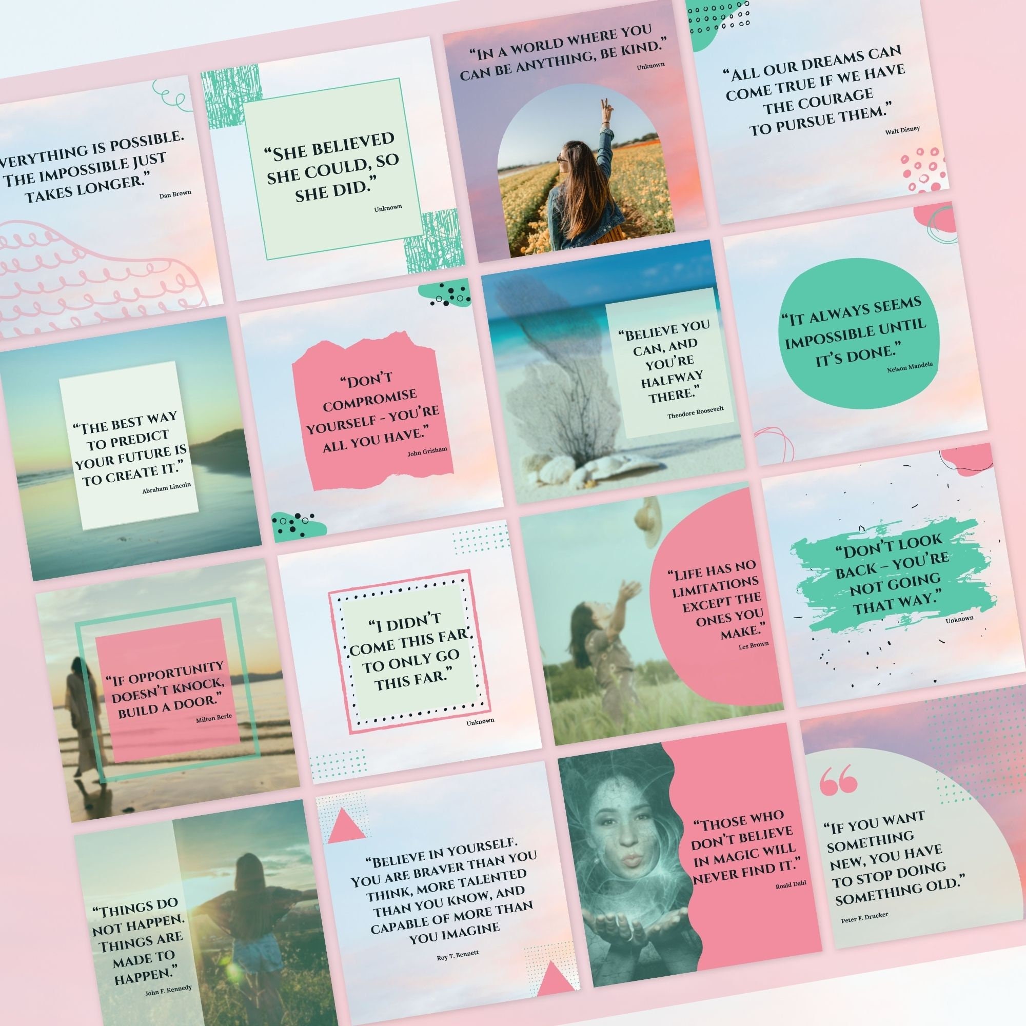 Turquoise Quotes 50 Turquoise Inspirational Quote Templates: Canva Editable (digital ...