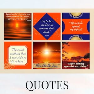 K&ouml;nnte beinhalten: Eine Collage aus sechs inspirierenden Zitaten mit Sonnenuntergangs-Hintergr&uuml;nden. Die Zitate lauten:  "Das Leben ist zu kurz, um deine Zeit mit Menschen zu verschwenden, die dich nicht respektieren, sch&auml;tzen und wertsch&auml;tzen."  "Versuche, ein Regenbogen im Wolkenmeer eines anderen zu sein."  "Das Leben ist zum Genie&szlig;en da, nicht zum Ertragen."  "Es gibt nichts, das ich nicht sein oder tun oder haben kann."  "Leuchte wie die Sterne."  "Erwarte nichts, sch&auml;tze alles."