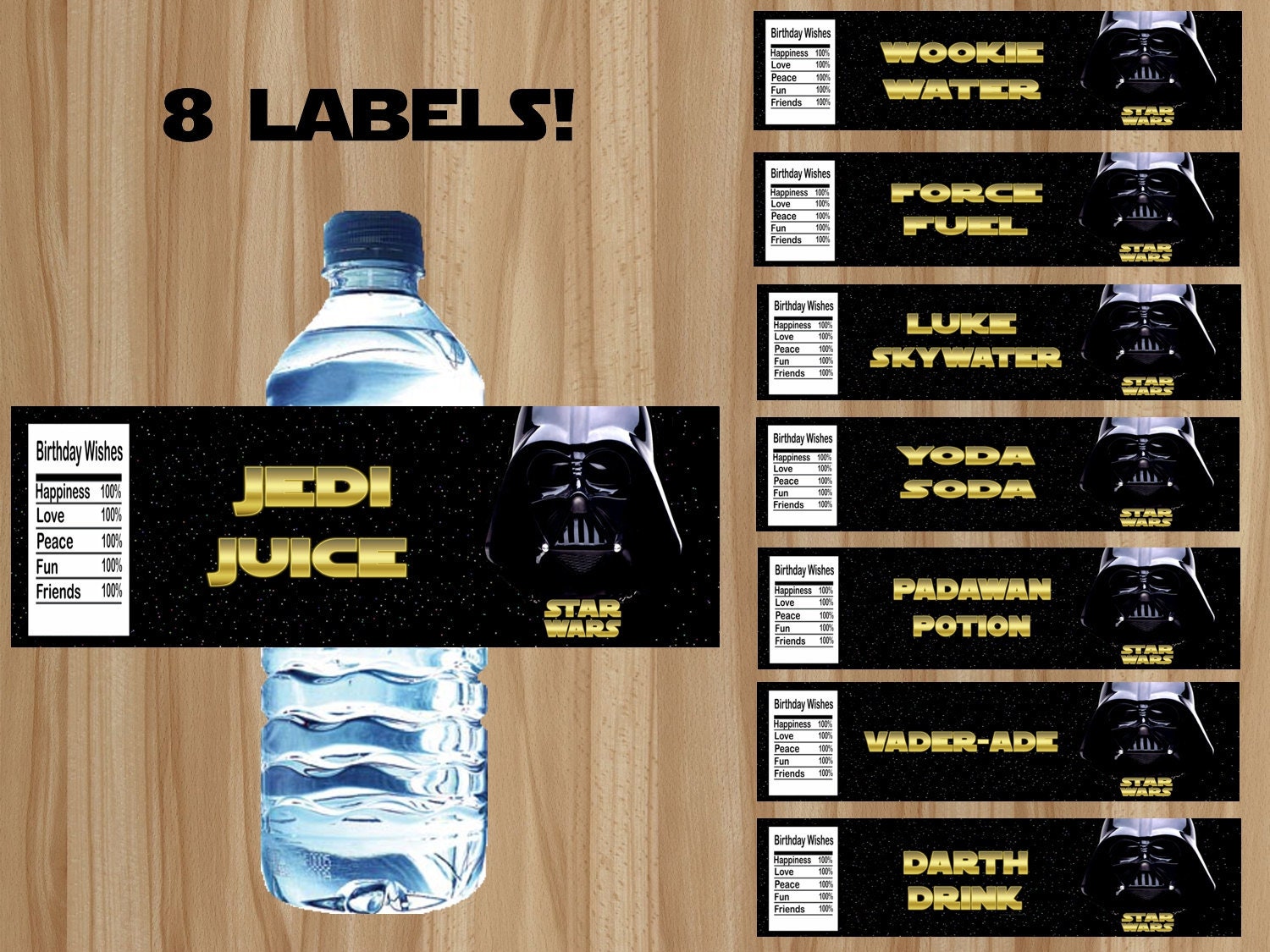Star Wars Water Bottle Labels, Star Wars Labels, Star Wars Birthday