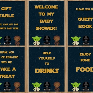 Star Wars Baby Shower Signs, Star Wars Baby Shower, Star Wars Gender Neutral, Star Wars Table Signs, Star Wars Signs, Gold, Gender Neutral