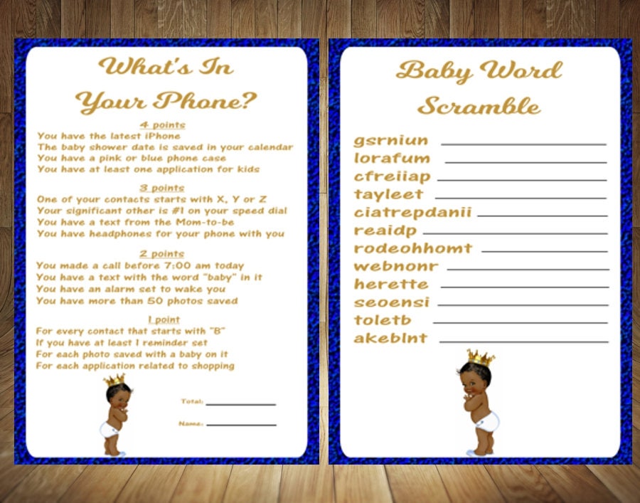 Royal Prince Baby Shower Games AfricanAmerican Baby Shower Etsy
