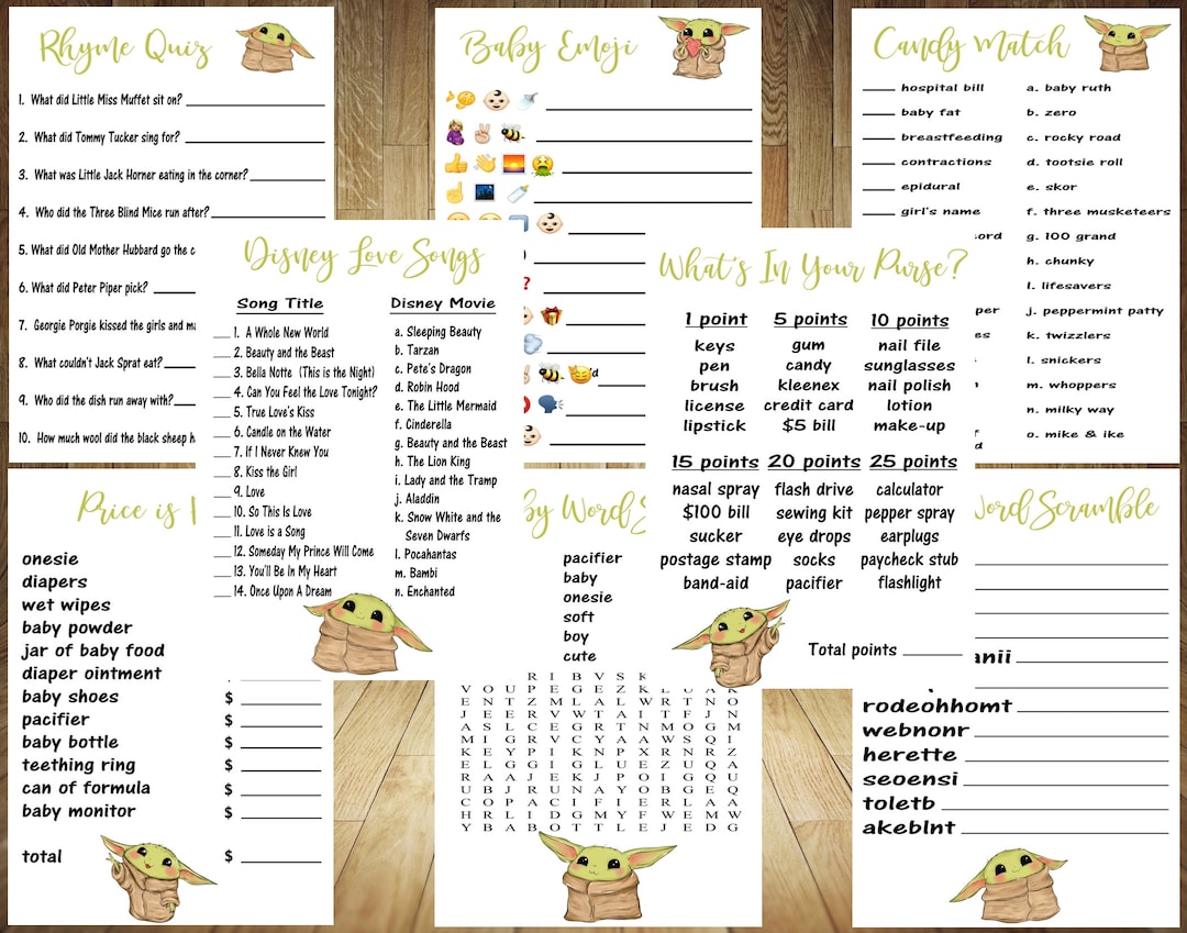 CHOOSE YOUR GAMES Yoda Baby Shower Games, Yoda Baby Shower, Star Wars
